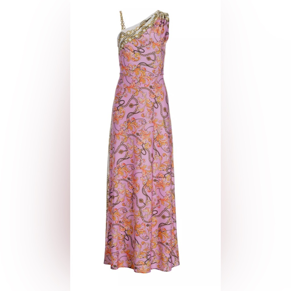 Boston Proper Status Chain One Shoulder Lined Dress Pink - Picture 3 of 6
